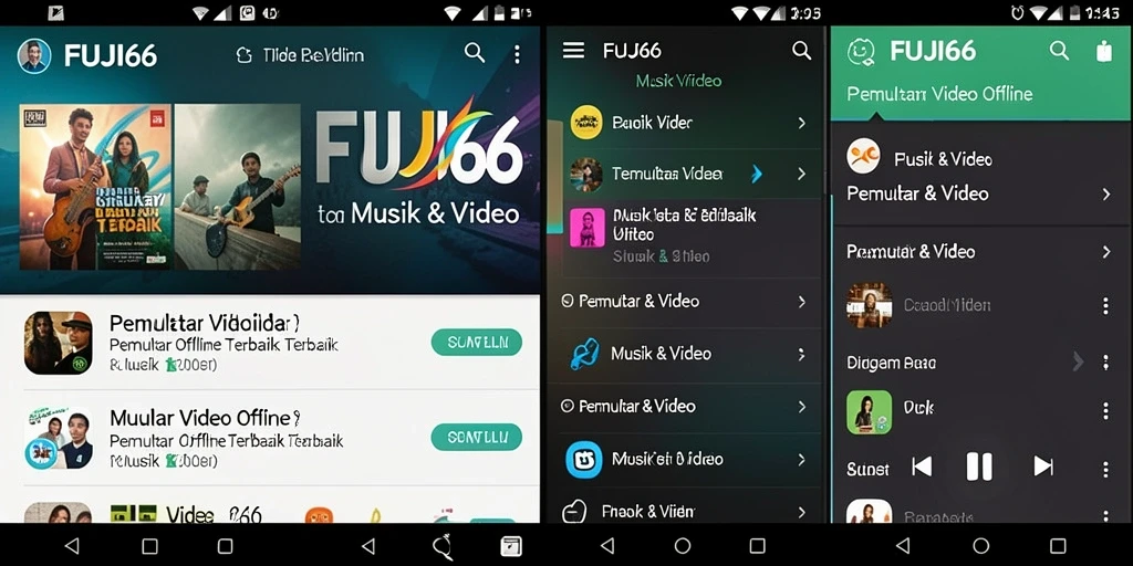 Tampilan antarmuka FUJI66 yang mudah digunakan untuk pemutar video offline.