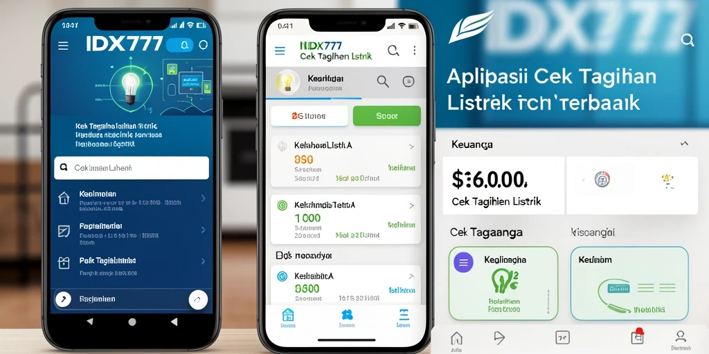 Antarmuka aplikasi IDX777 untuk cek tagihan listrik.