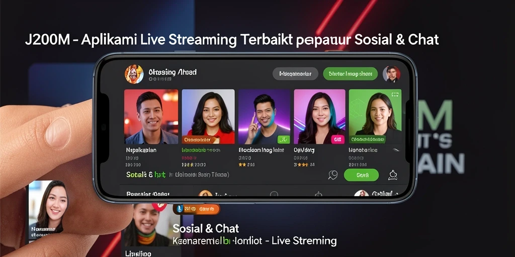 Antarmuka utama <strong>J200M</strong> saat Live Streaming dengan berbagai fitur interaktif.