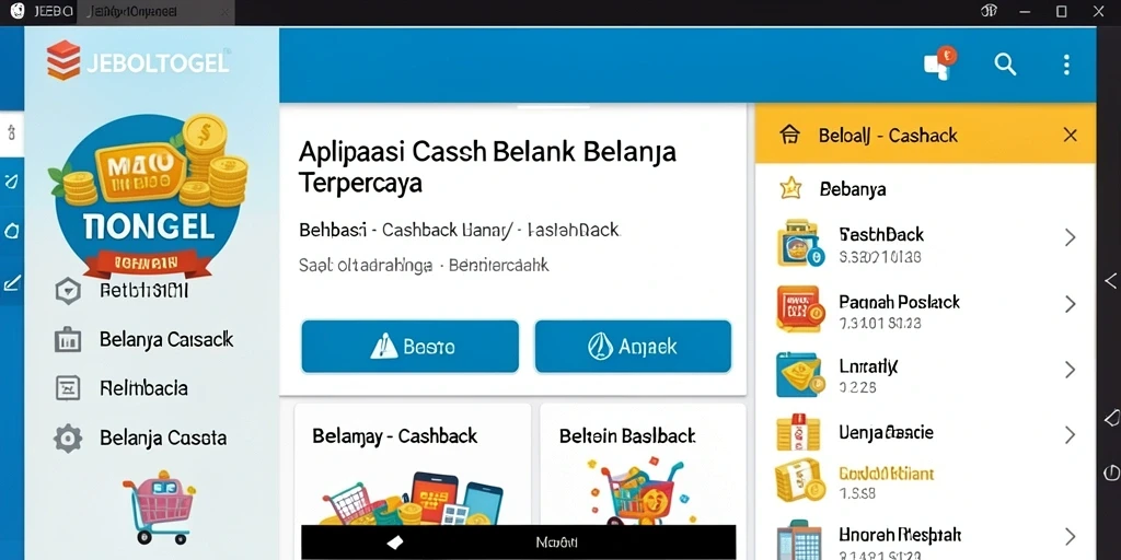 Tampilan antarmuka utama aplikasi JEBOLTOGEL untuk cashback belanja.