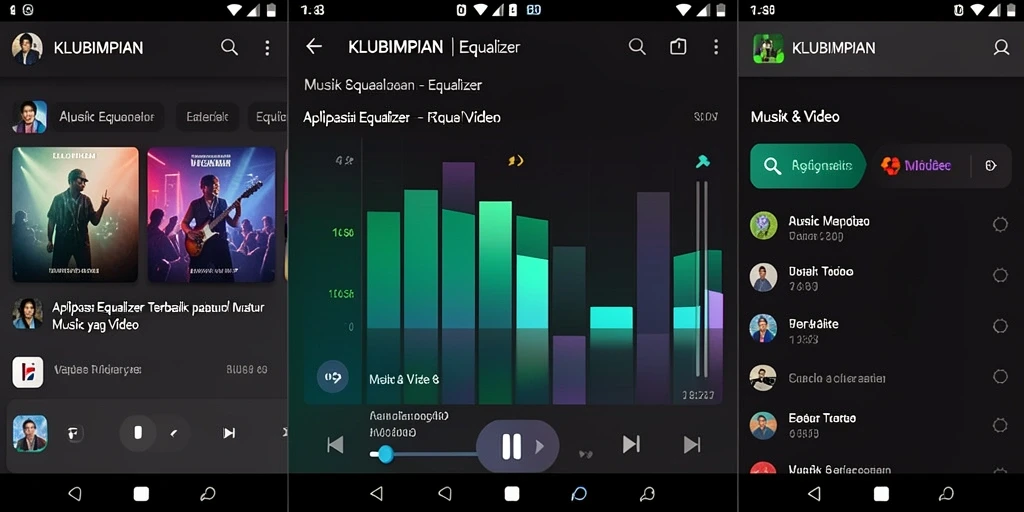 Antarmuka aplikasi KLUBIMPIAN dengan fitur Equalizer yang canggih.