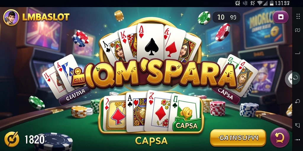 Antarmuka LMBASLOT dengan layout permainan Capsa yang menarik.