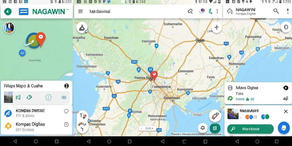 Antarmuka kompas digital NAGAWIN yang jelas dan informatif.